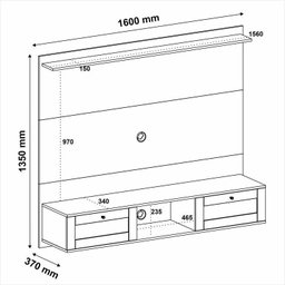 Sala De Estar Completa Painel Para Tv Com Mesas De Apoio E Centro Com Aparador - 7