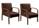 Ver imagem 1 de Kit 2 Poltronas Conjunto Cadeiras Moderna Braço Madeira Anita Marrom 360