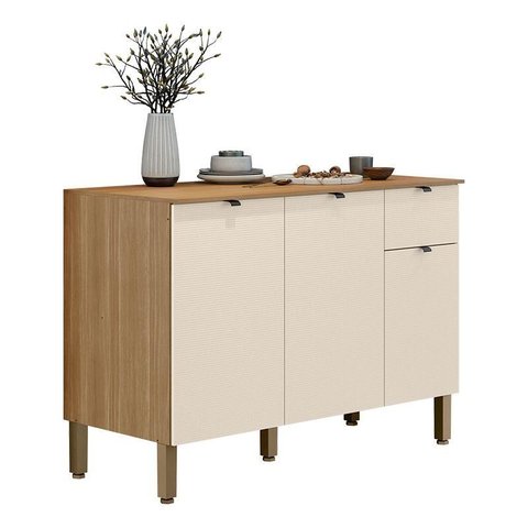 Balcão de Cozinha Vert Plus 3 Portas 1 Gaveta 120 Cm Freijó Soft - Kits Paraná