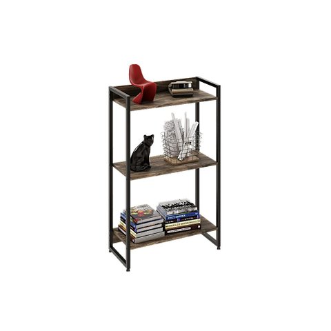 Estante Multiuso Escritório Industrial 3 Prateleiras Areta 104x60cm C01 Carvalho Dark - Lyam Decor