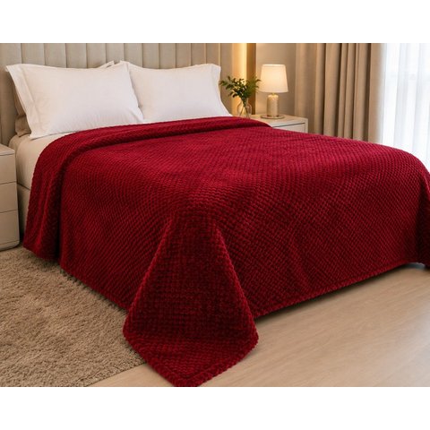 Cobertor Queen Flanel Elegance Bordo