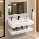 Ver imagem 1 de Bancada de Porcelanato c/ Cuba de Cerâmica + Espelho com LED