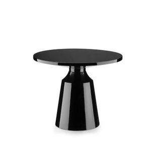Mesa de Centro Auxiliar Apoio Redonda Veneza 68 X 84 Cm:preto Brilho