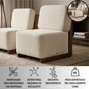 Ver imagem 4 de Poltrona Decorativa Orgânica Celine Bouclé Base Madeira Maciça Luxo Sala Recepção Quarto Cinsultório