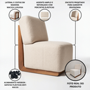Ver imagem 5 de Poltrona Decorativa Orgânica Celine Bouclé Base Madeira Maciça Luxo Sala Recepção Quarto Cinsultório