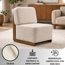 Ver imagem 3 de Poltrona Decorativa Orgânica Celine Bouclé Base Madeira Maciça Luxo Sala Recepção Quarto Cinsultório