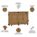 Ver imagem 3 de Balcão Buffet Sala de Jantar 129cm 3 Portas Rubia Freijó F07 - Mpozenato