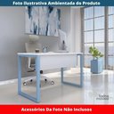 Ver imagem 2 de Mesa Escritório P25 Tub Pandin 170 Cm (larg) X 70 Cm Prof Tampo Mdp Branco Pé Aço Tubular Azul