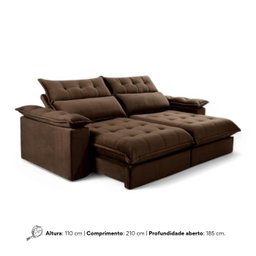 Sofá Retrátil e Reclinável Molas Ensacadas 2,10m Orquídea Vivaro Decor Suede Marrom - 9