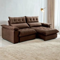 Sofá Retrátil e Reclinável Molas Ensacadas 2,10m Orquídea Vivaro Decor Suede Marrom - 7