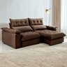 Sofá Retrátil e Reclinável Molas Ensacadas 2,10m Orquídea Vivaro Decor Suede Marrom - 7