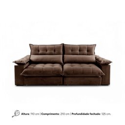 Sofá Retrátil e Reclinável Molas Ensacadas 2,10m Orquídea Vivaro Decor Suede Marrom - 8