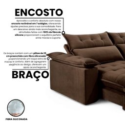 Sofá Retrátil e Reclinável Molas Ensacadas 2,10m Orquídea Vivaro Decor Suede Marrom - 5