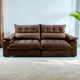 Sofá Retrátil e Reclinável Molas Ensacadas 2,10m Orquídea Vivaro Decor Suede Marrom - 2