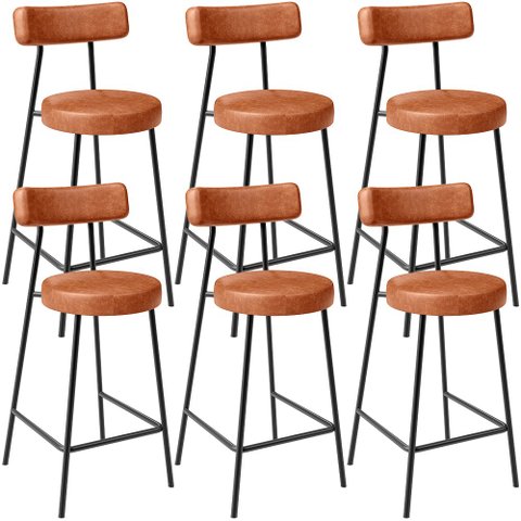 Kit 06 Banquetas Baixa para Cozinha Sala de Jantar Bancada Milão L02 Couríssimo Camel - lyam decor L