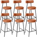 Ver imagem 1 de Kit 06 Banquetas Baixa para Cozinha Sala de Jantar Bancada Milão L02 Couríssimo Camel - lyam decor L