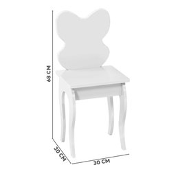 Penteadeira Infantil MDF Com Espelho E Banqueta Branca Borboleta Valen - 3