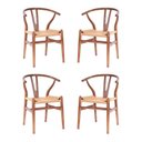 Ver imagem 1 de Kit com 4 Cadeiras para Sala de Jantar Madeira Maciça Wishbone Marrom/Escura