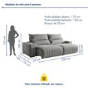 Ver imagem 3 de Sofá Retrátil e Reclinável com Catraca Blindada 250cm Palermo Veludo Jolie/Prata