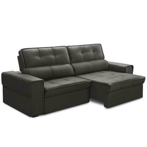 Sofá Retrátil Reclinável para Sala 3 Lugares 210cm Samir F04 Veludo Marrom Escuro - Lyam Decor