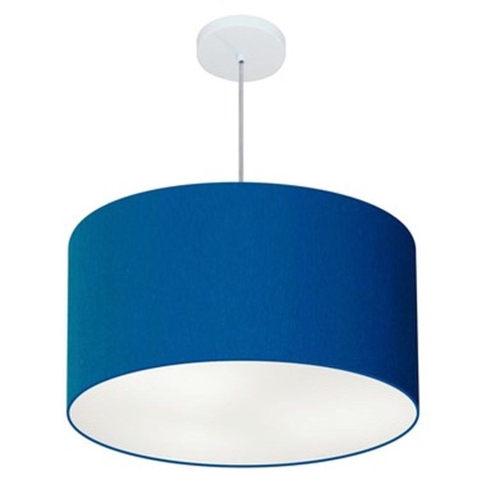Lustre Pendente Cilíndrico Vivare Md-4100 Cúpula em Tecido 50x25cm - Azul Marinho - Bivolt - 1