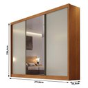 Ver imagem 3 de Guarda Roupa Casal Lôgan 3 Portas 1 com Espelho 4 Gavetas Cinamomo Fendi - Novo Horizonte