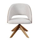 Ver imagem 2 de Poltrona Estofada com Base Giratória em Madeira Maciça – Prada Exclusiva Linho Palha