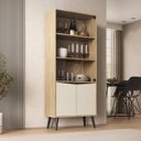 Ver imagem 1 de Cristaleira Vitrô 70cm 2 Portas de Vidro Marrom/Amendoa/Off White