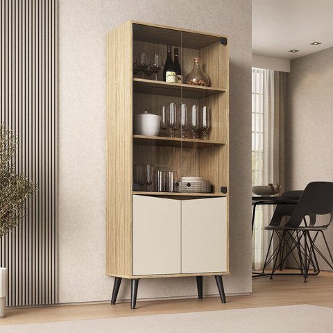 Cristaleira Vitrô 70cm 2 Portas de Vidro