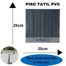 Piso Tátil Direcional Pvc Flexível 25x25 Preto Cx 32pçs - 5
