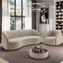 Ver imagem 1 de Kit Sofá 4 Lugares Eron 318cm com Poltrona Giratória Angelina M03 Veludo Bege - Lyam Decor