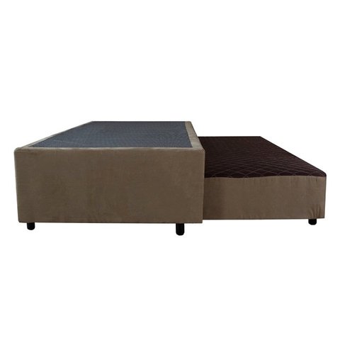 Cama Box Base Casal Com Auxiliar Semi Ortopedica Suede:CAFECOMLEITE
