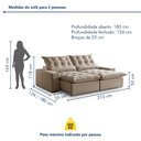 Ver imagem 3 de Sofá Retrátil e Reclinável com Catraca Blindada 210cm Montano Veludo Jolie/Cinza
