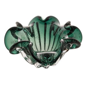 Centro de Mesa Wolff Italy de Vidro Verde Esmeralda 21cm