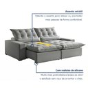 Ver imagem 5 de Sofá Retrátil e Reclinável com Catraca Blindada 210cm Montano Veludo Jolie/Prata