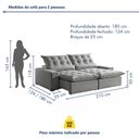 Ver imagem 3 de Sofá Retrátil e Reclinável com Catraca Blindada 210cm Montano Veludo Jolie/Prata