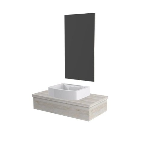 Conjunto Bancada C-cuba Aria 41 e Espelheira Metrópole 801 Preto Ônix Snow