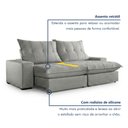 Ver imagem 5 de Sofá Retrátil e Reclinável com Catraca Blindada 250cm Porto Veludo Jolie/Prata