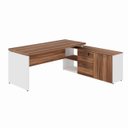 Ver imagem 7 de Mesa Diretorzinha c/ Aparador - Pé de Madeira - 1,90x1,50m - Nogal Sevilha / Branco - 34426