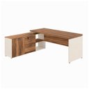 Ver imagem 5 de Mesa Diretorzinha c/ Aparador - Pé de Madeira - 1,90x1,50m - Nogal Sevilha / Branco - 34426