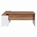 Ver mais imagens de Mesa Diretorzinha c/ Aparador - Pé de Madeira - 1,90x1,50m - Nogal Sevilha / Branco - 34426