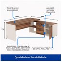 Ver imagem 2 de Mesa Diretorzinha c/ Aparador - Pé de Madeira - 1,90x1,50m - Nogal Sevilha / Branco - 34426
