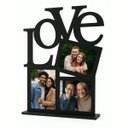 Ver imagem 1 de Porta-retrato Love em Mdf Preto, Design Moderno com Palavra Love, 3 Espaços para Fotos 10x15 Cm, Dec