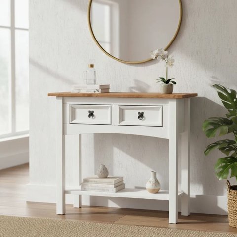 Aparador 2 Gavetas Madeira Maciça Branco