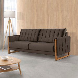 Sofá Lottus Contemporâneo 240cm Design Moderno em Veludo:marrom