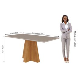 Mesa para Sala de Jantar Patricia 160 Cm com 6 Cadeiras Alice Cimol Nature/off White/madeira/terraco - 5