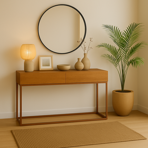 Buffet P/ Hall de Entrada 110cm  Aparador Estilo Robusto Industrial:nature