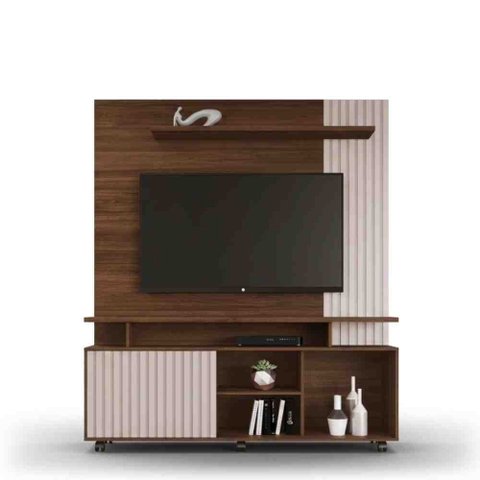 Home para Tv 65'' Serrano New Ripado Porta de Correr C/rodízios:avelã/off