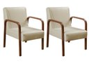 Ver imagem 1 de Kit 2 Poltronas Conjunto Cadeiras Moderna Braço Madeira Anita Bege 370