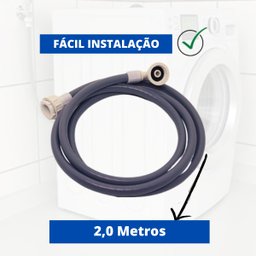 Mangueira Entrada Água Máquina De Lavar Universal 2m Metros Cinza | Ledmang - 3